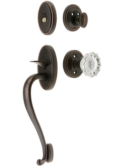 Georgetown Entry Handle Set in Oil-Rubbed Bronze Finish with Versailles Knob and